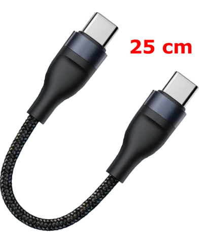 Short Charger Cable USB-C to USB-C PD 66W Braided for Samsung Android Heavy Duty - Image 5