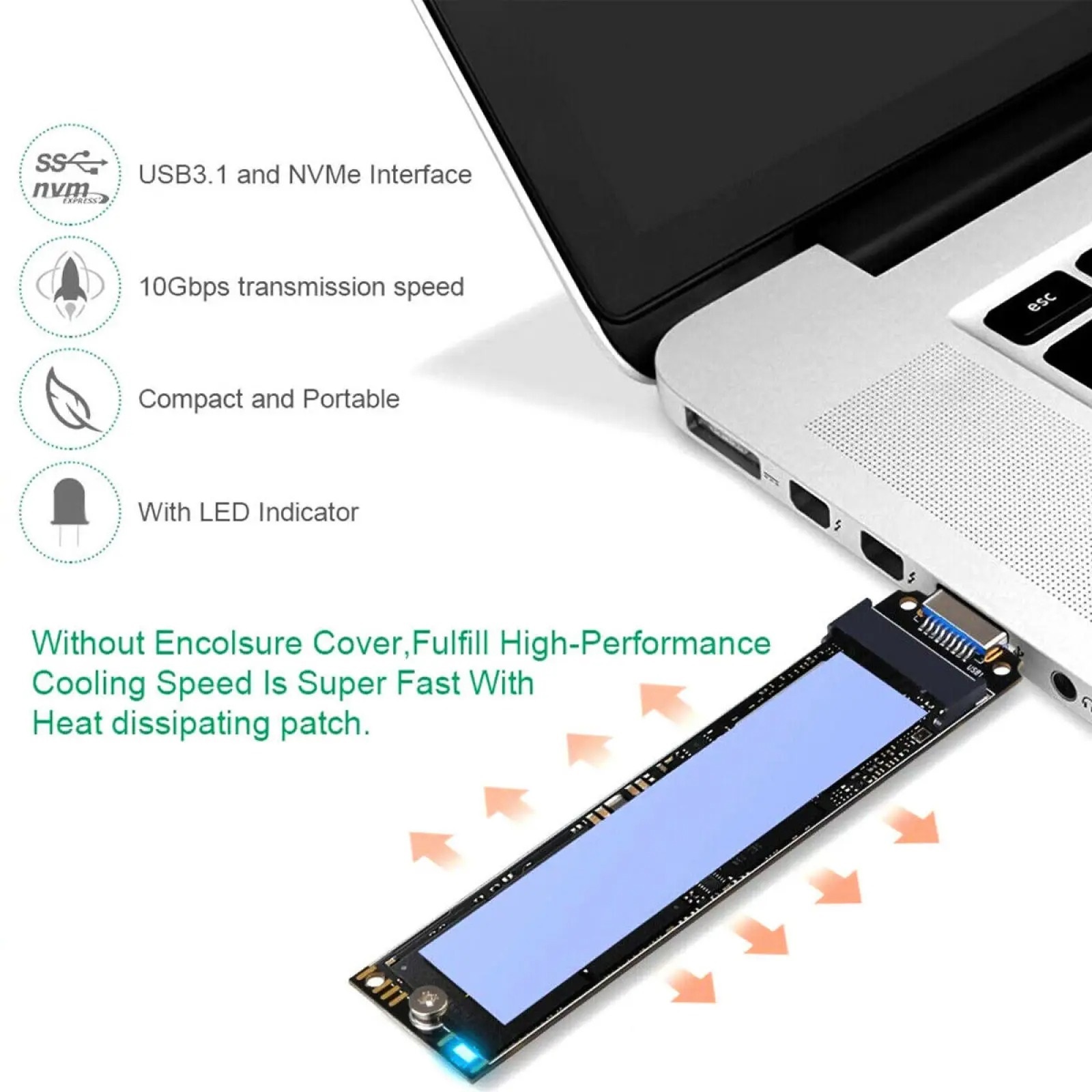 M.2 NVMe SSD to USB 3.1 Adapter 10Gbps Converter Card JMS583 PCIe M.2 2280 2230 - Image 9