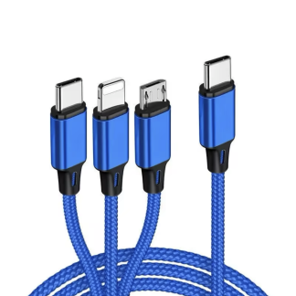 3-in-1 USB Fast Charger Cable Type-C iOS Android Multi-Color Portable 1.2m