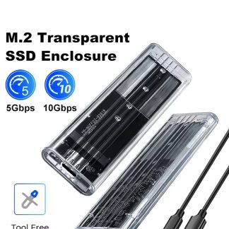 M.2 NVME SATA SSD Enclosure USB 3.1 Type C 10Gbps Transparent Caddy Adapter