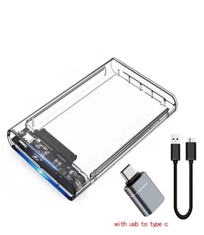 2.5" SATA SSD Hard Drive Enclosure USB 3.0 5Gbps UASP Transparent Case