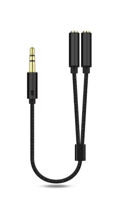 Audio Splitter Cable GOLD 3.5mm JACK Stereo Male to 2 Dual Female Y-Cable Lead - Image 2