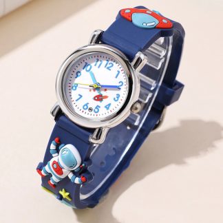 Kids Astronaut Watch Quartz Movement Colorful Rubber Band Gift