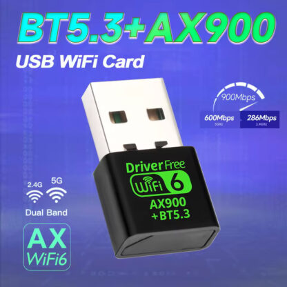 USB WiFi6 WiFi Bluetooth Adapter 900Mbps Dual Band 2.4G/5G USB Wireless Dongle - Image 2